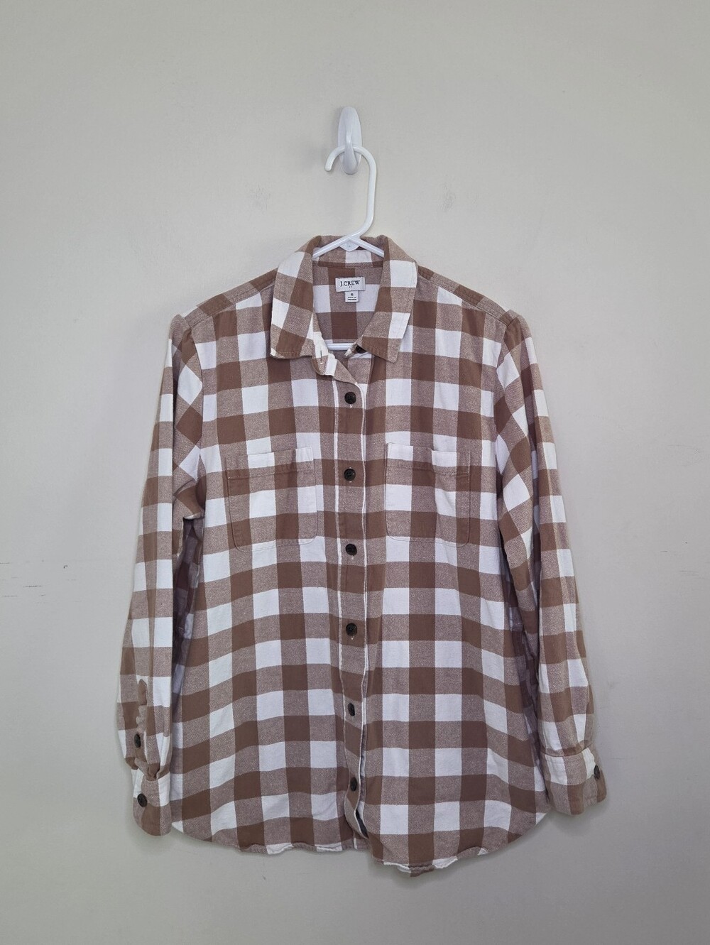 Women's J Crew Plaid Flannel Button Sown Shirt Sz Small